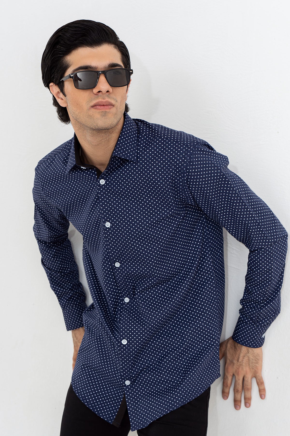 NAVY DOTTED SHIRT