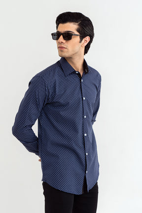 NAVY DOTTED SHIRT